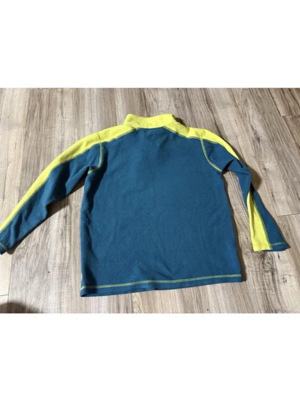 LL Bean Youth Size M Blue Fleece Quarter Zip Pullover Color Block Layering